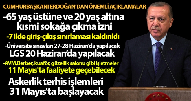 Cumhurbaşkanı Erdoğan: ´Normal hayata dönüşü kademe kademe başlatacağız´
