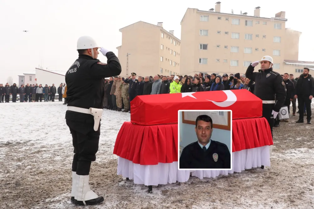 Vefat eden polis memurunun naaşı törenle memleketine uğurlandı